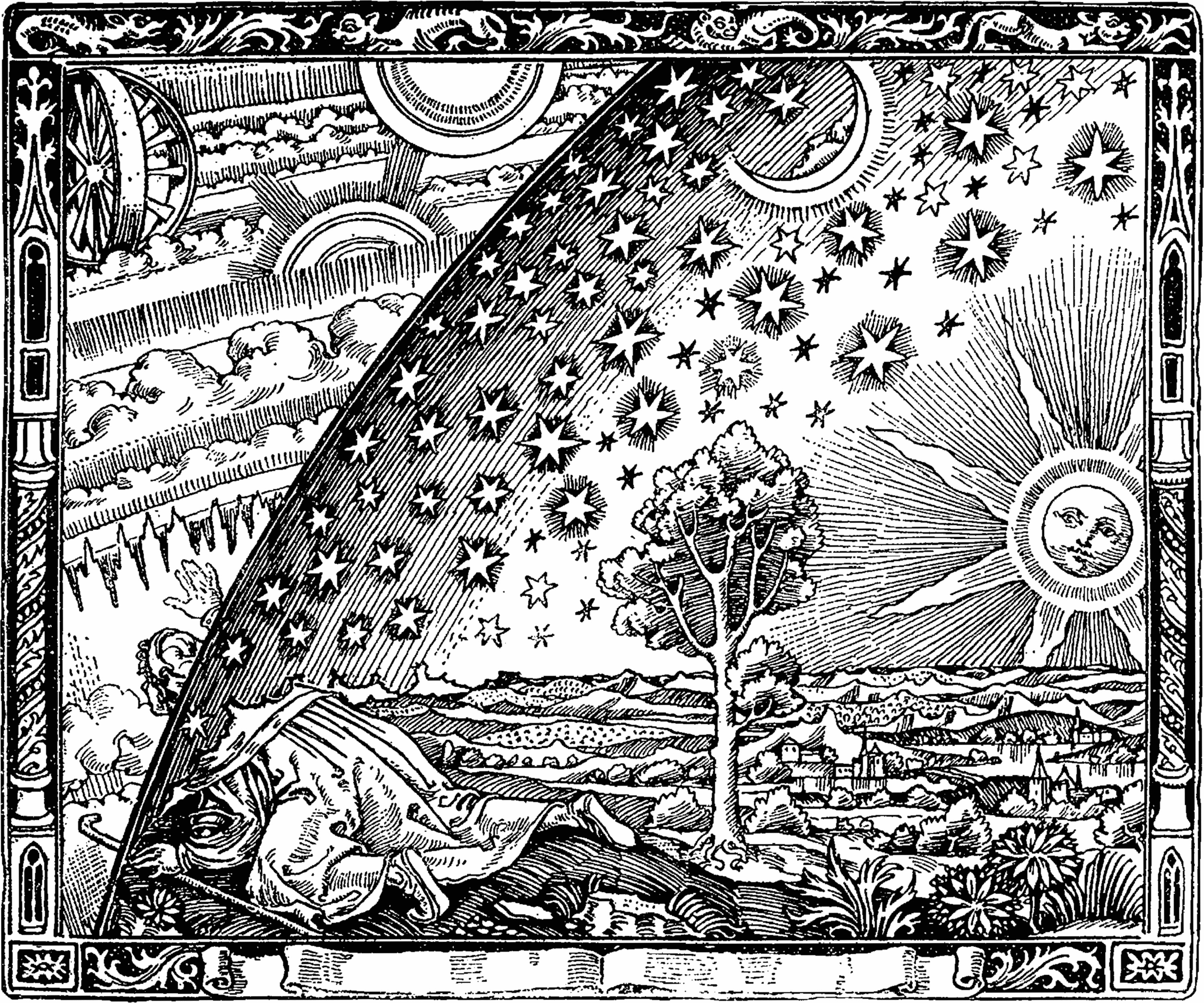 Traditional Rosicrucian illustration connected with Christian Rosenkreutz and the Chymical Wedding